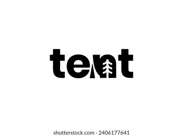 Tent Camping Pine Tree Lettering Letter Mark Logo Design