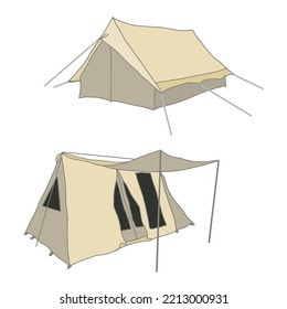 tent camping relax vacation vector