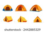 Tent camping set in outdoor travel. tourist tent icon isolated on white background for nature tourism, journey, adventure. camping concept. Vector illustration in flat style