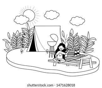 Tent and camping vector design