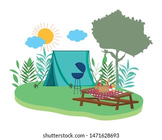 Tent and camping vector design