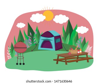 Tent and camping vector design