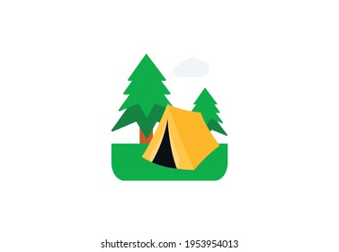 Tent camping vector flat icon. Isolated night camp, tent emoji illustration