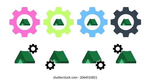 Tent, camping vector icon in gear set illustration for ui and ux, website or mobile application