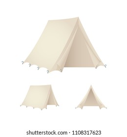 Tent. Camping tent vector illustrations set.
Outdoor camping tents in different views. Summer outdoor tourism concept.
Camping tent realistic icon.