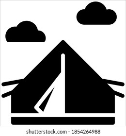 Tent camping vector solid icon. Element of adventure for mobile app and web sites. Vector illustration isolated on a white background. Premium quality symbol.