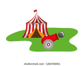 tent and cannon ball carnival fun fair