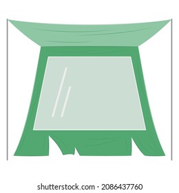 Tent. Canopy, Canopy With A Large Window. Green Tent For Protection From The Sun, Wind, Rain For Camping, Tourism, Outdoor Travel, Sports. Vector Icon, Flat, Cartoon, Isolated