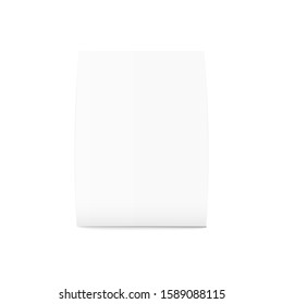 Tent card paper brochure - front view realistic mockup isolated on white background, blank advertising template of table stand. Vector illustration