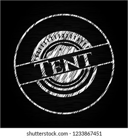 Tent chalkboard emblem written on a blackboard
