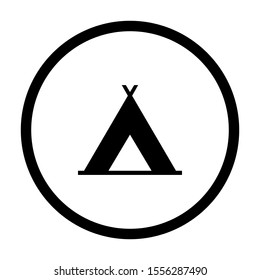 Tent and circle on white