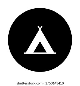 Tent and circle on white