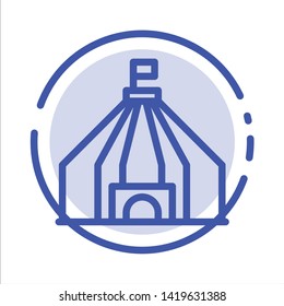 Tent, Tent, Circus Blue Dotted Line Line Icon