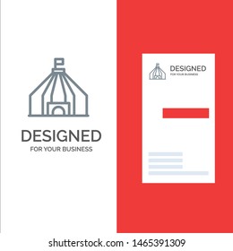 Tent, Tent, Circus Grey Logo Design and Business Card Template. Vector Icon Template background