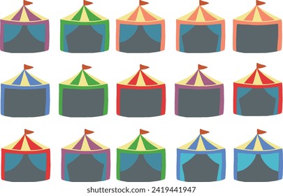 Tent Circus Hut Illustration Set