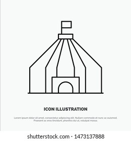 Tent, Tent, Circus Vector Line Icon