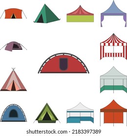 tent color icon in a collection with other items