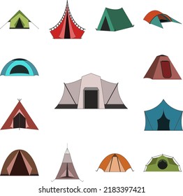 tent color icon in a collection with other items