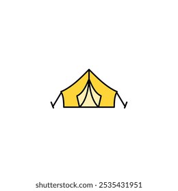 Ícone de vetor colorido tenda no plano de fundo branco