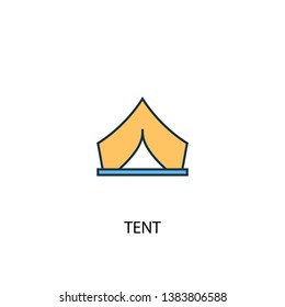 Tent concept 2 colored line icon. Simple yellow and blue element illustration. Tent concept outline symbol design