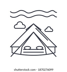 Icono de concepto de carpas, ilustración lineal aislada, vector de línea delgada, signo de diseño web, símbolo de concepto de contorno con trazo editable sobre fondo blanco.