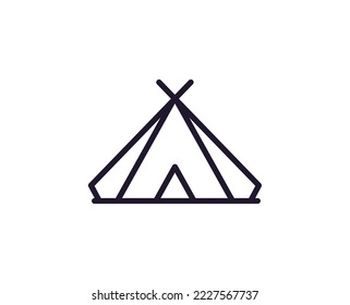 Tent concept. Single premium editable stroke pictogram perfect for logos, mobile apps, online shops and web sites. Vector symbol isolated on white background. 