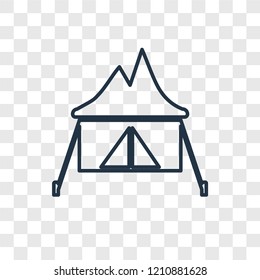 Tent concept vector linear icon isolated on transparent background, Tent concept transparency concept in outline style