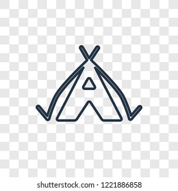 Tent concept vector linear icon isolated on transparent background, Tent concept transparency concept in outline style