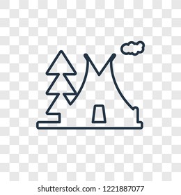 Tent concept vector linear icon isolated on transparent background, Tent concept transparency concept in outline style