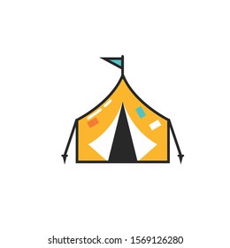 Tent Design Element of Isolated Modern Icon with Various Colored Symbol on White Background Style