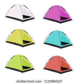 tent different color set realistic vector illustration isolated no background