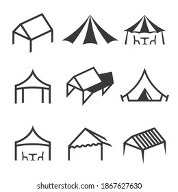 Tent different icon vector silhouette black