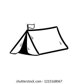 tent doodle icon vector 