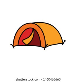 tent doodle icon, vector illustration