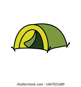 tent doodle icon, vector illustration