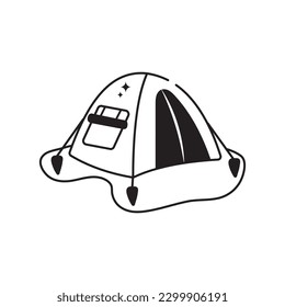 Tent doodle vector outline icon. EPS 10 file