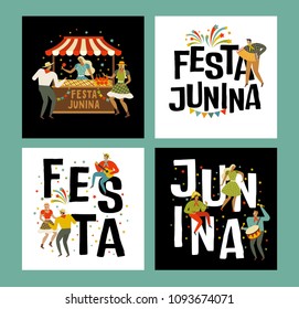 Tent Festa Junina Brazilian Apple Candy. June Party Festival. Vector Illustration.