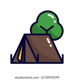 tent filled line style icon. vector illustration for graphic design, website, app. EPS 10