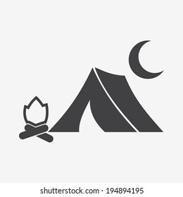 Tent fire moon icon