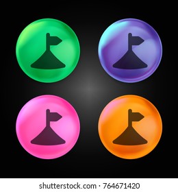 Tent Flag crystal ball design icon in green - blue - pink and orange.