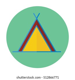 Tent flat icon. Minimalistic design element.