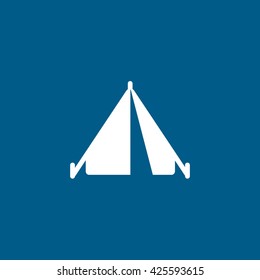 Tent Flat Icon On Blue Background