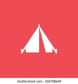 Tent Flat Icon On Red Background