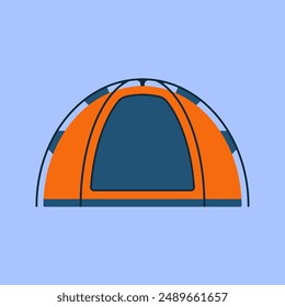 Tent Flat Illustration Isolated on Blue Background