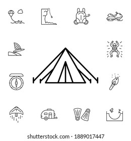 Tent flat vector icon in adventure pack on white background
