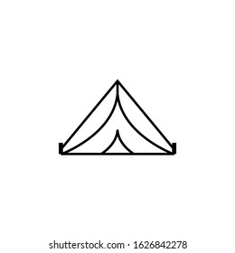 tent, forest. camping tent line icon on white background.