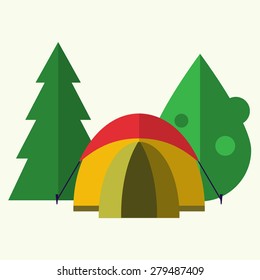 Tent Forest Camping Vector Illustration Made Stock Vector (Royalty Free ...