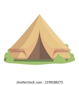 Tent forest icon cartoon vector. Camping house. Weekend travel