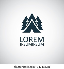 tent in forest icon, on white background
