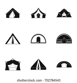 Tent form icon set. Simple set of 9 tent form vector icons for web isolated on white background